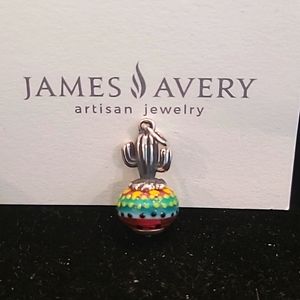 James Avery Sterling Silver Saguaro Catus Art Glass Bead Charm